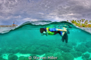 Dad is watching.. Cole's first snorkel adventure by Steven Miller 
